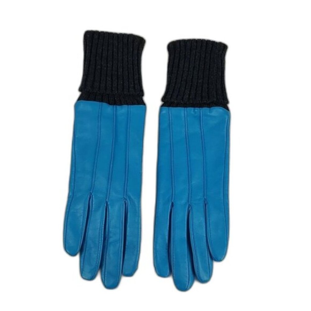 Vintage Suede Mod Retro Fun BLUE Lined Gloves Size Medium